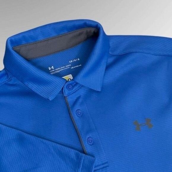 Under Armour Loose Heat Gear Tech Short Sleeve Polo Shirt Men Size Large Blue - Picture 1 of 9